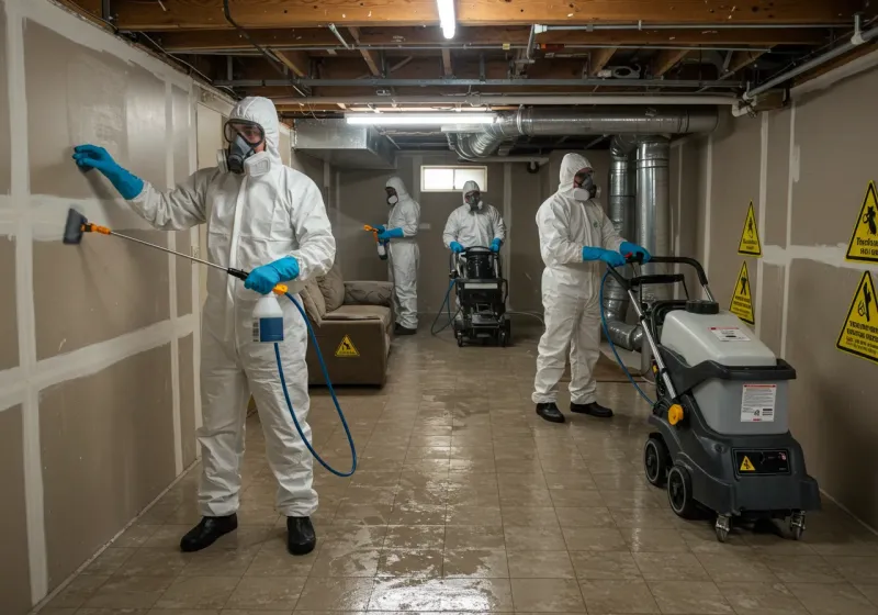 Basement Moisture Removal and Structural Drying process in Sachse, TX